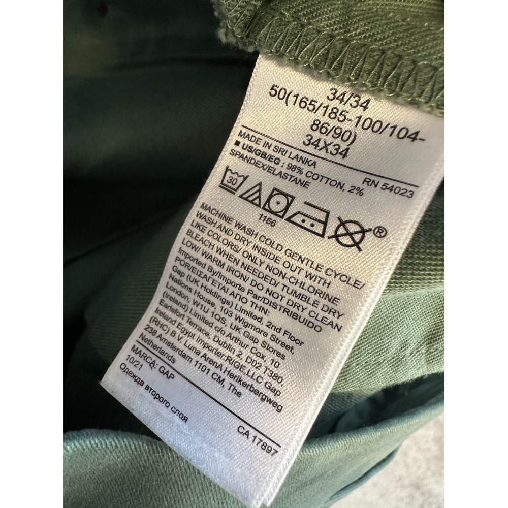 Gap Modern Skinny Performance Khakis Men's Size 34 x 34 Olive Green Chino Pants - Picture 7 of 13